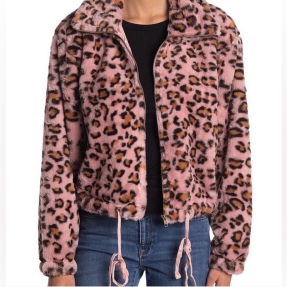 PINK Victoria’s Secret Leopard Print Faux Bomber Jacket